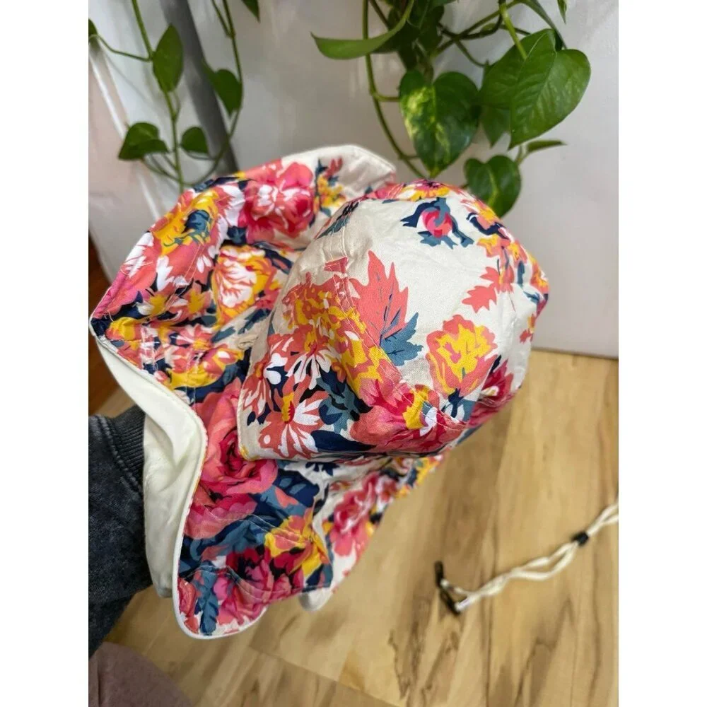 Floral Reversible Bucket Hat with Chin Strap